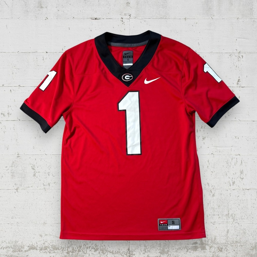 UGA Georgia Bulldogs Nike Team Dri Fit #1 Jersey Red Mens Sz S